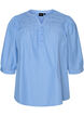 Bluse med smock og 3/4-&aelig;rmer, Bl&aring;, Packshot image number 0