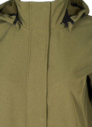 Lang softshell jakke med hætte, Ivy green, Packshot image number 2