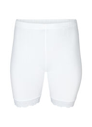 Cykelshorts med blondekant, Hvid