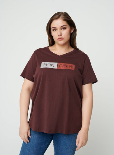 Kortærmet t-shirt i bomuld, Fudge, Model image number 0