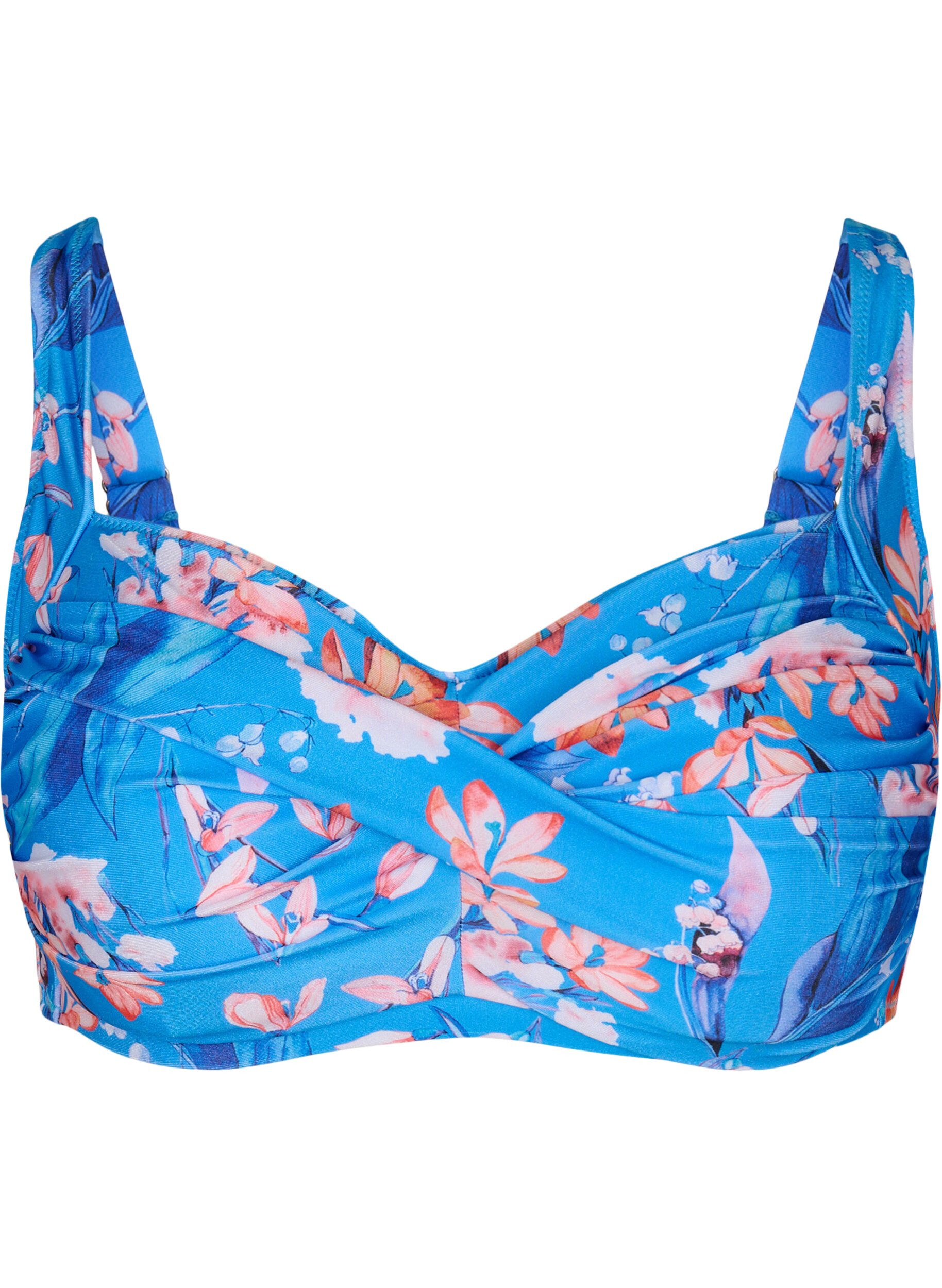 Zizzi Printet bikini overdel, Bright Blue Print, Packshot image number 0