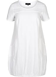 Kortærmet kjole i bomuld, White, Packshot
