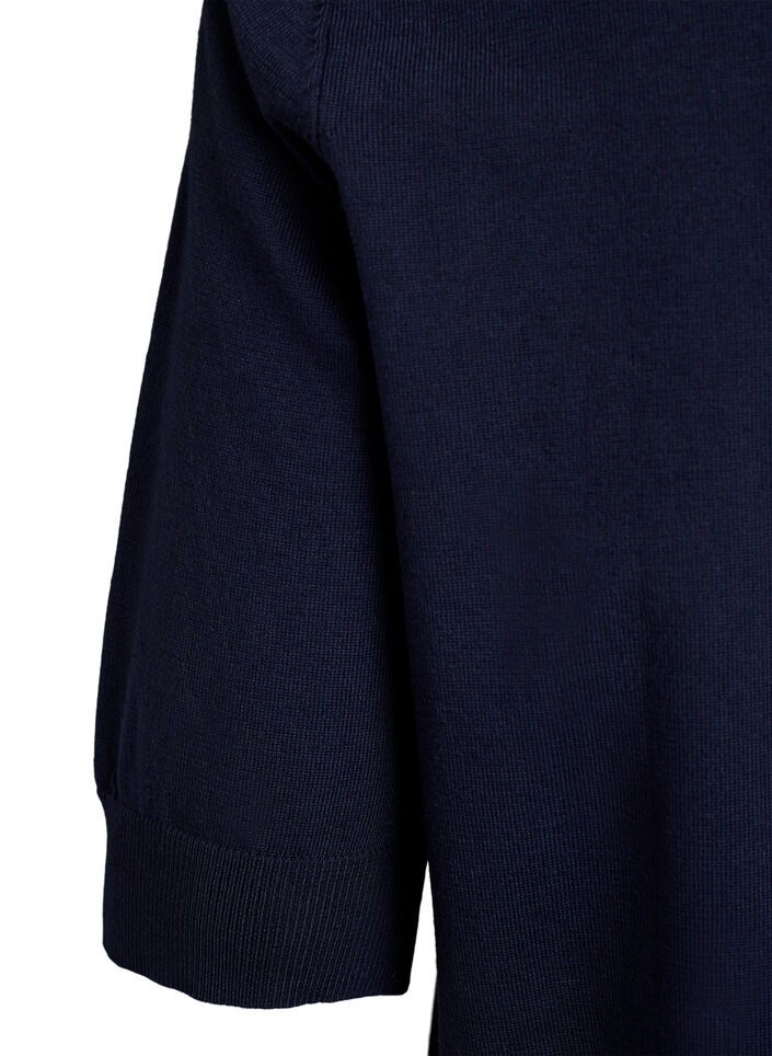 FLASH - Finstrikket bluse med korte ærmer, Blå, Packshot image number 3