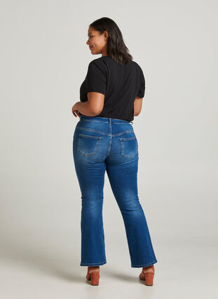 Ellen bootcut jeans med høj talje, Blue denim, Model image number 1