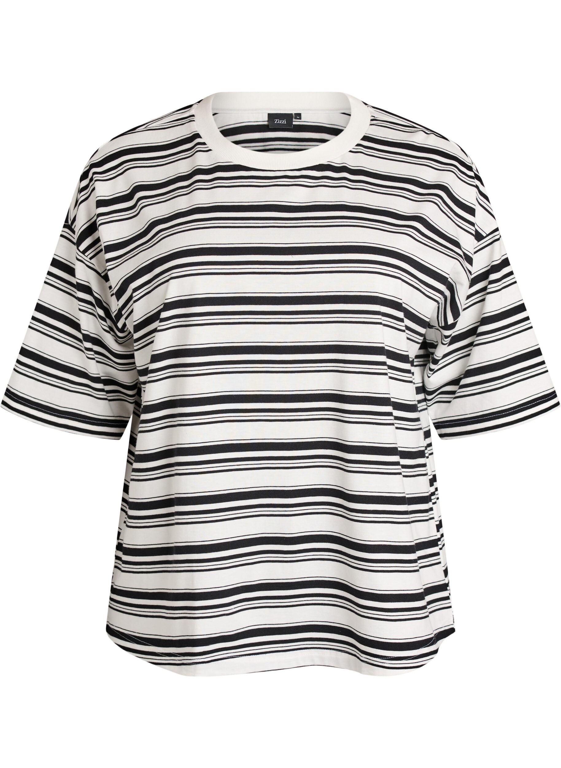 Boxy T-shirt med stribet m&oslash;nster