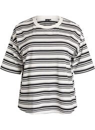 Boxy T-shirt med stribet m&oslash;nster, Sort
