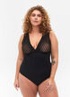 Bodystocking med mesh, Black, Model image number 0