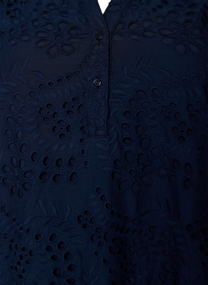 Kjole i broderie anglaise med fl&aelig;se&aelig;rmer, Bl&aring;, Packshot image number 2