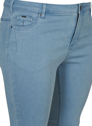 Højtaljede capri jeans i bomuldsmix, Light blue denim, Packshot image number 2