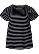 Bomulds t-shirt med striber, Black W. Stripe, Packshot image number 0