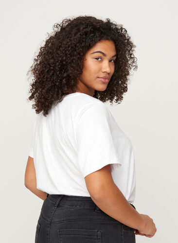 Bomulds t-shirt med nitter, Bright White, Model image number 1
