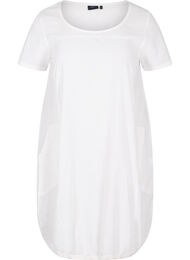 Kortærmet kjole i bomuld, Bright White, Packshot