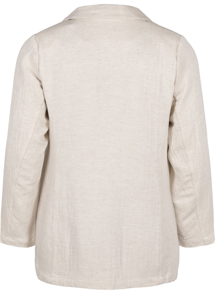 Blazer i materialemix med hør, Rainy Day, Packshot image number 1