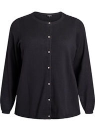 Cardigan med runde knapper, Sort