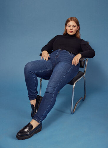 Højtaljede Amy jeans med stretch-teknologi, Blue denim, Image image number 0