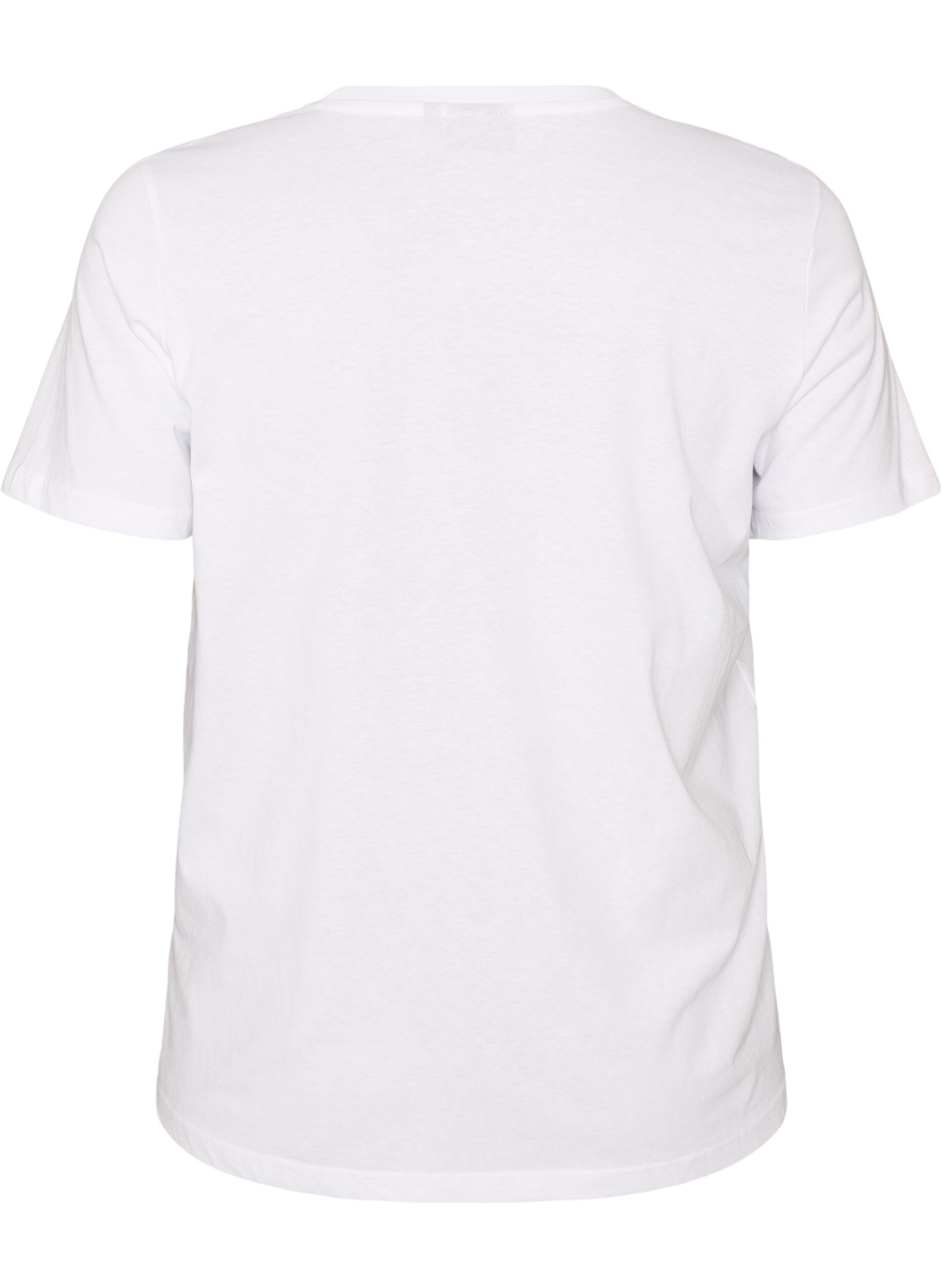 ZizziT-shirt i bomuld med tekstbadge, Hvid, Packshot image number 1