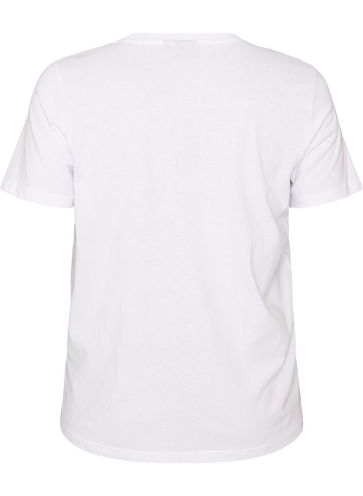 T-shirt i bomuld med tekstbadge, Hvid, Packshot image number 1