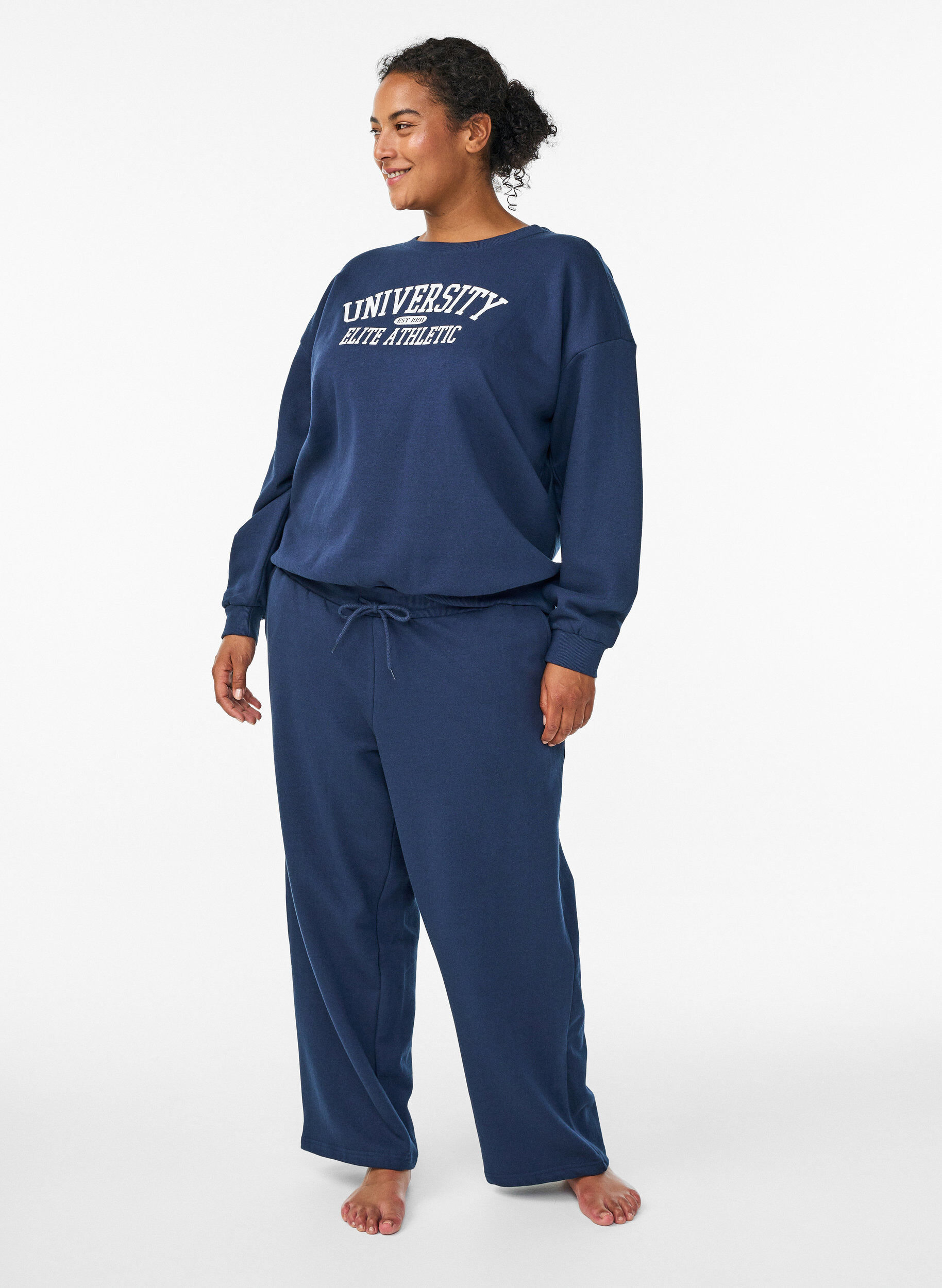 ZizziSweatshirt med tekstmotiv, Bl&aring;, Model image number 1