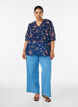 Bluse med blomsterprint og V-udsk&aelig;ring, Bl&aring;, Model image number 1