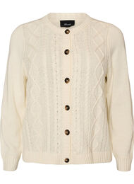 Cardigan med kabelstrikket m&oslash;nster, Vanilla