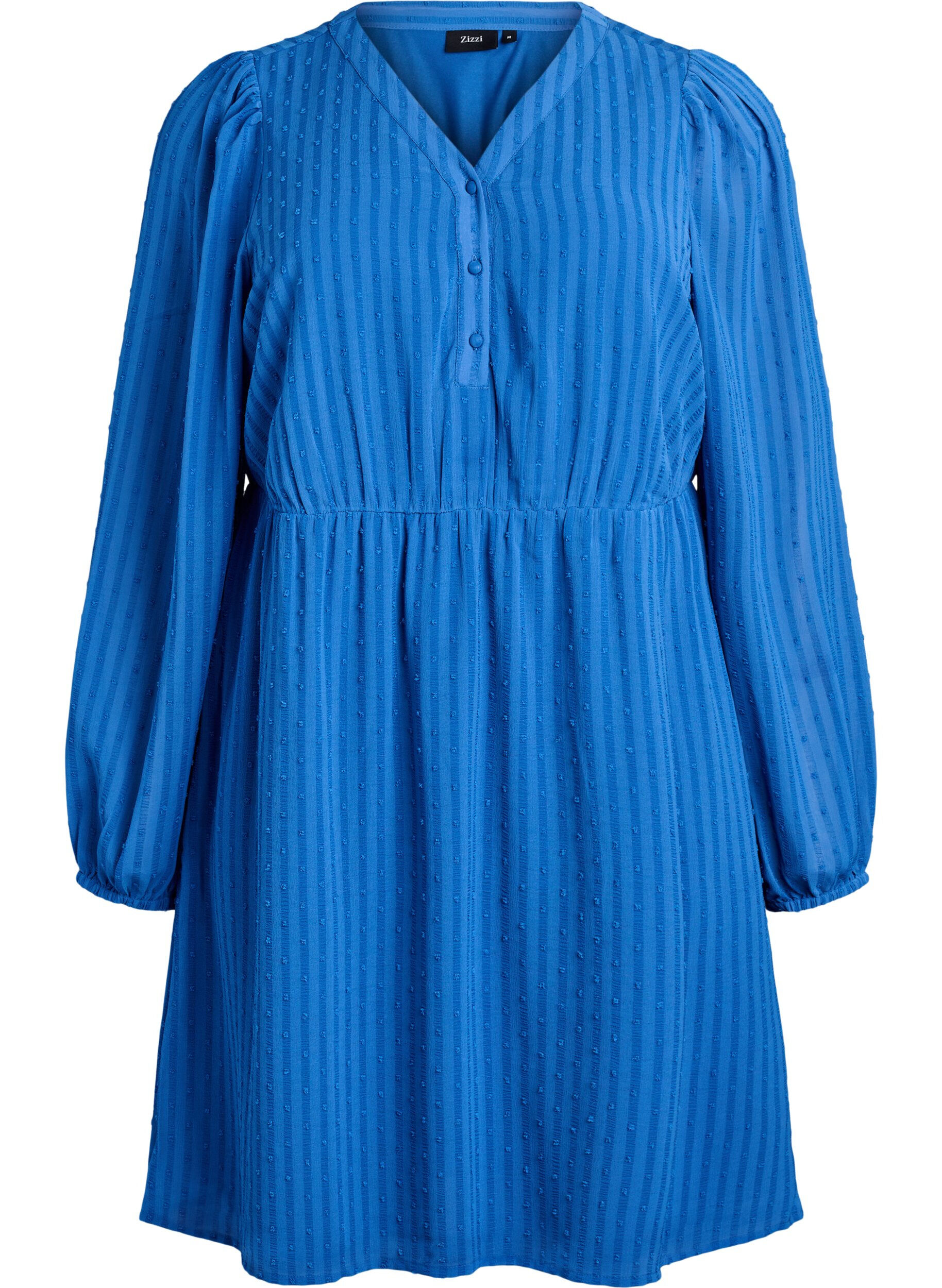 Kort kjole med tone-i-tone striber og prikstruktur