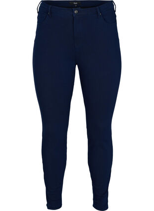 Højtaljede Amy jeans med 4-way stretch, Dark blue, Packshot image number 0