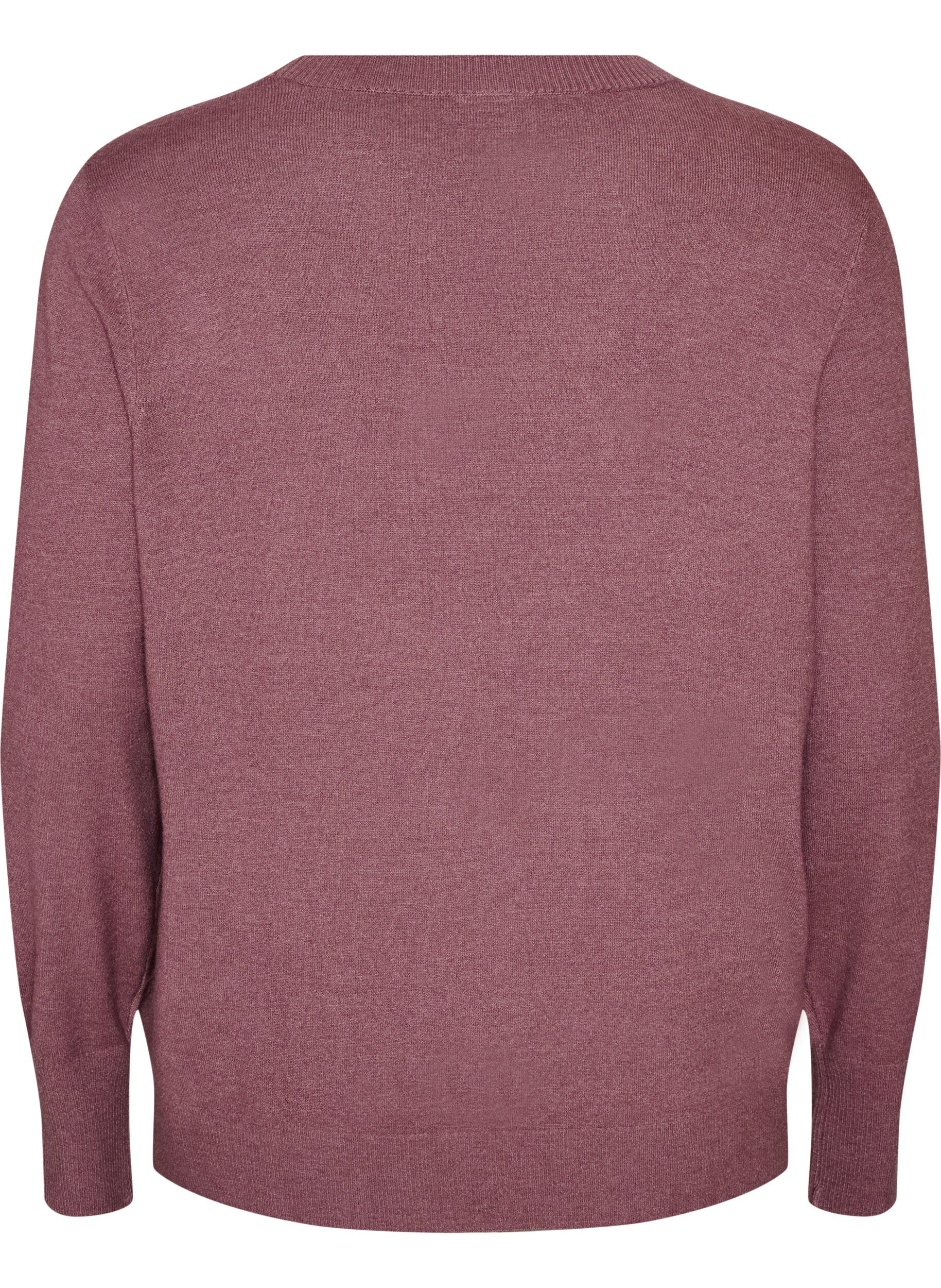 ZizziStrikbluse med rund hals, Lyser&oslash;d, Packshot image number 1