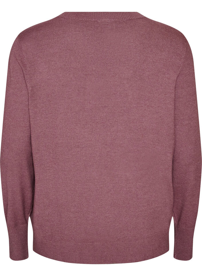 Strikbluse med rund hals, Lyser&oslash;d, Packshot image number 1