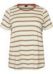 Stribet T-shirt i &oslash;kologisk bomuld, Brun, Packshot image number 0