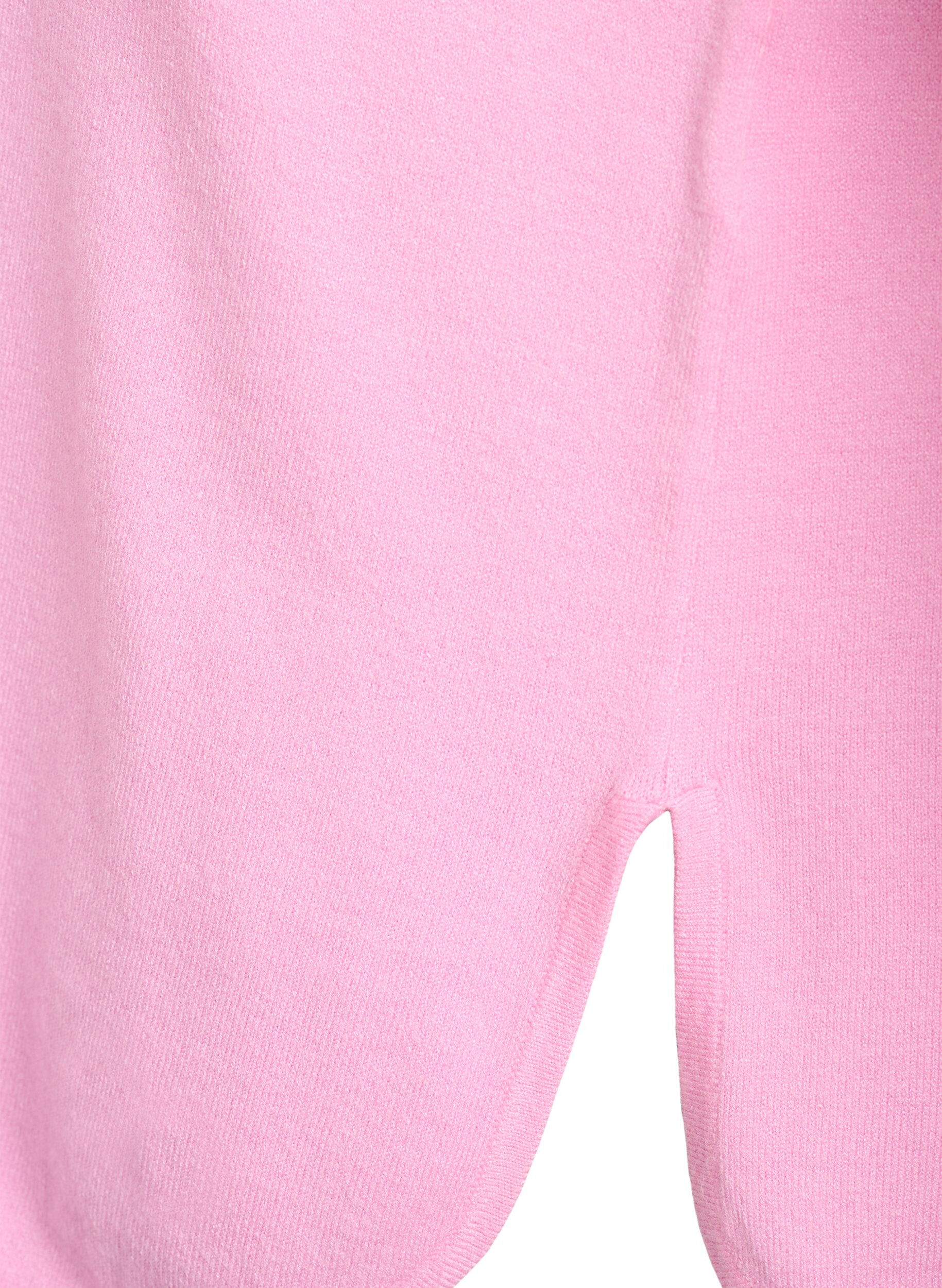 Zizzi Strikbluse med rund hals og strikket m&oslash;nster, Lyser&oslash;d, Packshot image number 3