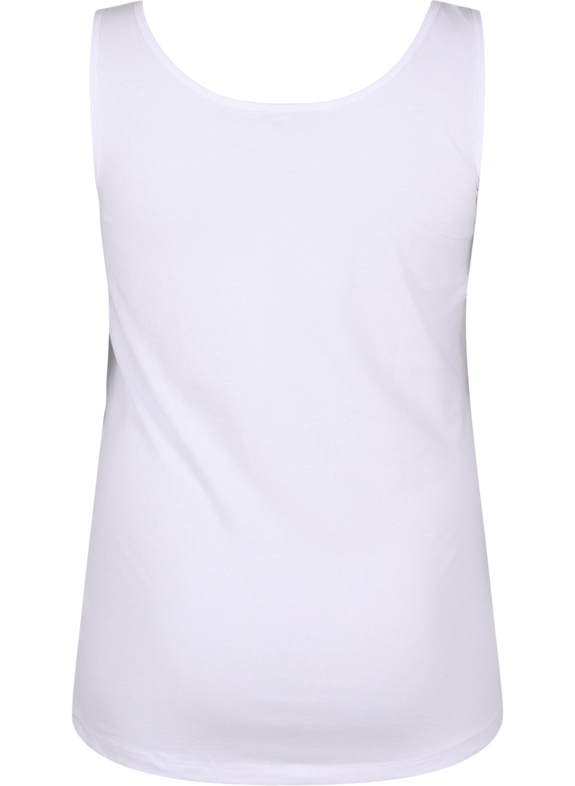ZizziEnsfarvet basis top i bomuld, Hvid, Packshot image number 1