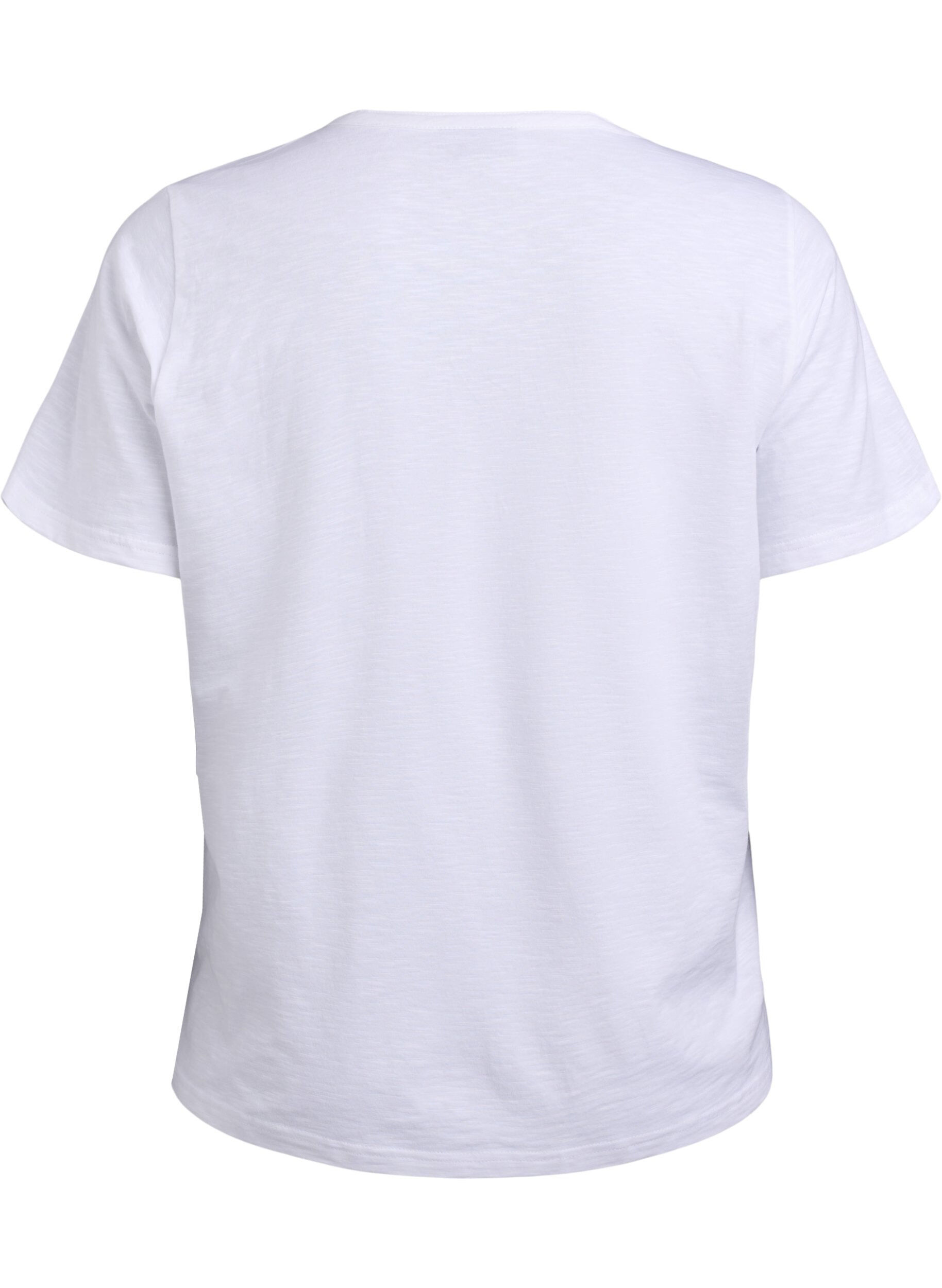 Zizzi T-shirt med knapdetalje, Hvid, Packshot image number 1