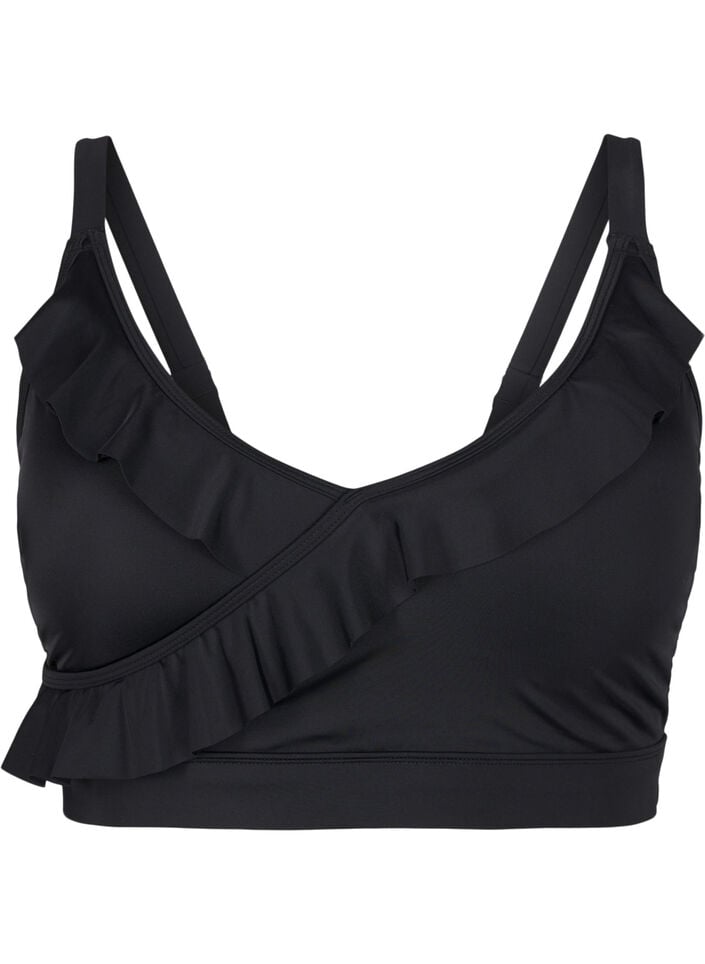 Bikini top med fl&aelig;ser og udtagelig indl&aelig;g, Sort, Packshot image number 0