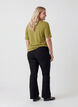 Kort&aelig;rmet v&aelig;vet bluse med rund hals, Gr&oslash;n, Model image number 2