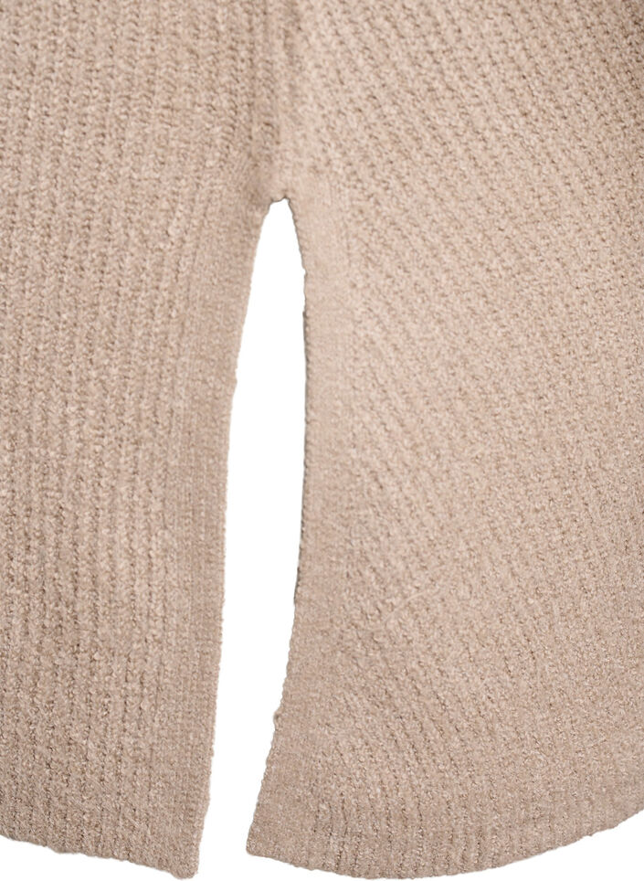 Strikbluse med diagonalt m&oslash;nster og raglan&aelig;rmer, Beige, Packshot image number 3