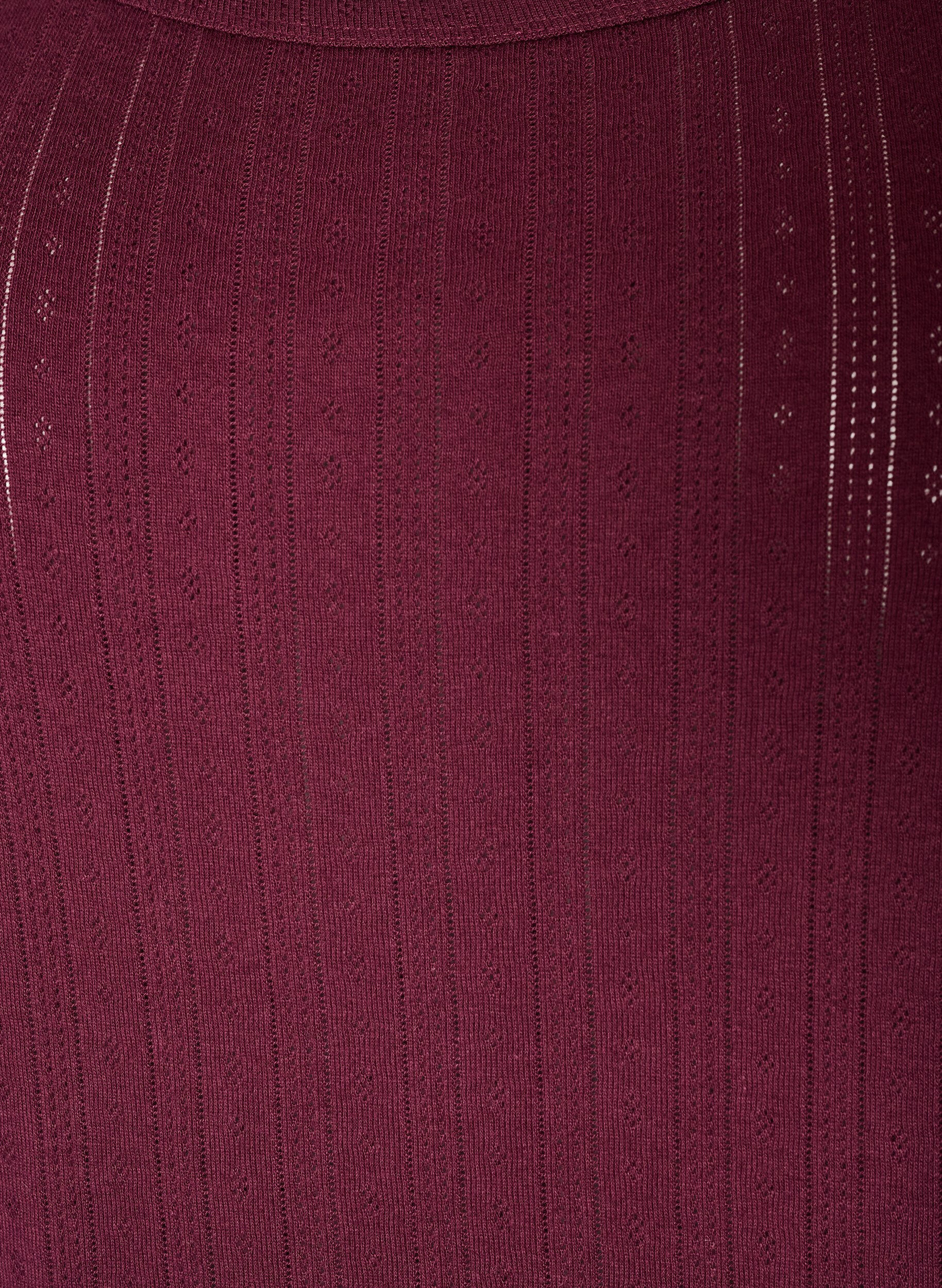 ZizziNattop i &oslash;kologisk bomuld med strukturm&oslash;nster, M&oslash;rk Bordeaux, Packshot image number 2