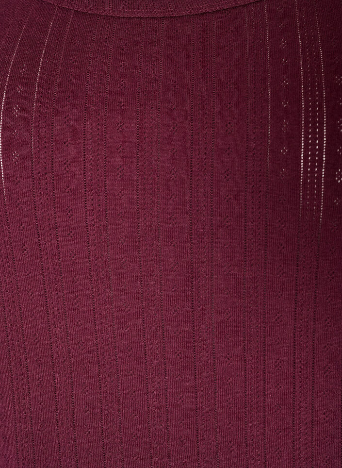 Nattop i &oslash;kologisk bomuld med strukturm&oslash;nster, M&oslash;rk Bordeaux, Packshot image number 2