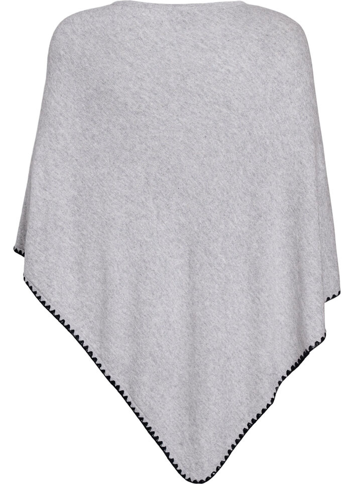 Finstrikket poncho, Gr&aring;, Packshot image number 1