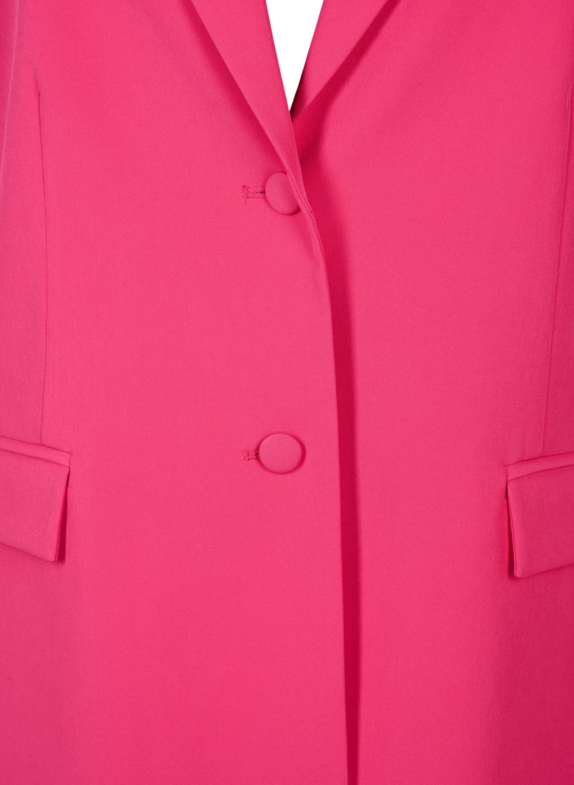 Zizzi Klassisk blazer med knaplukning, Pink Yarrow, Packshot image number 2