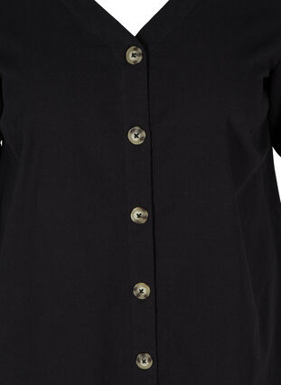 Kortærmet bomulds kjole med knapper, Black, Packshot image number 2