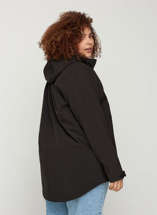 Softshell jakke med aftagelig hætte, Black, Model image number 1