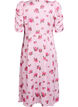 Blomstret midikjole med puf&aelig;rmer, Lyser&oslash;d, Packshot image number 1