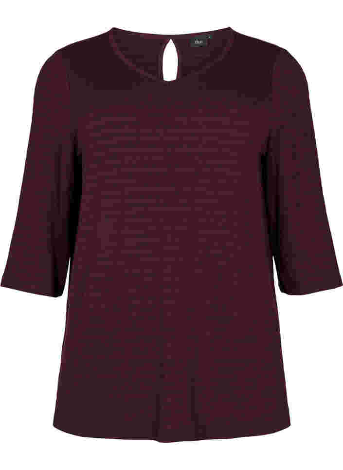 Bluse med 3/4 ærmer og v-udskæring, Winetasting, Packshot image number 0