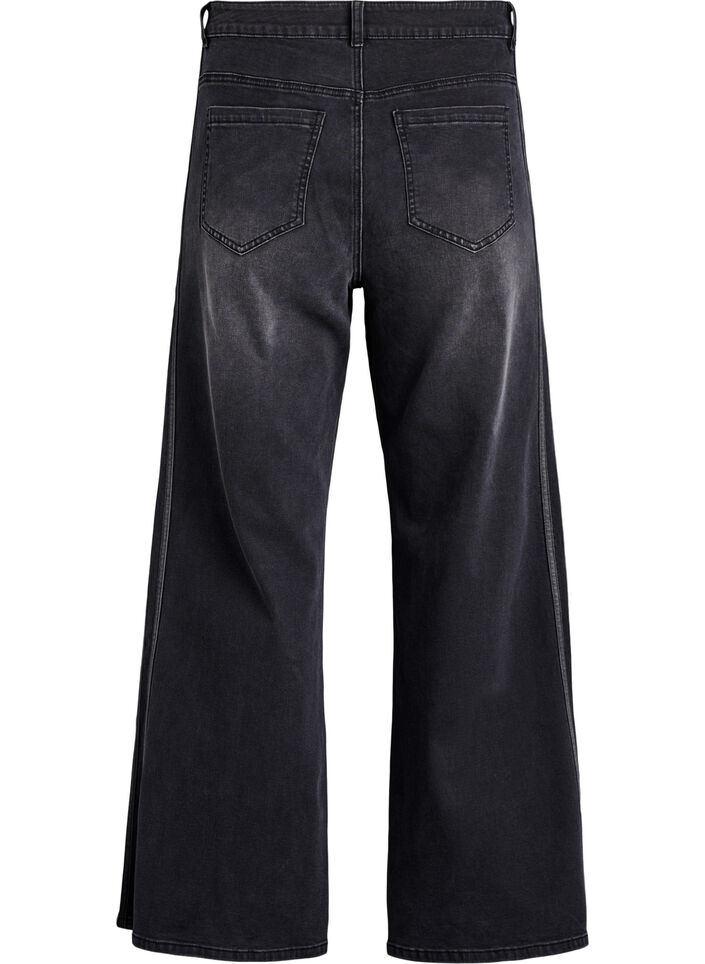 Wide fit jeans med lodrette denimdetaljer, Gr&aring;, Packshot image number 1