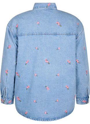 Denim skjorte med broderede blomster, L.B.D.Flower AOP, Packshot image number 1