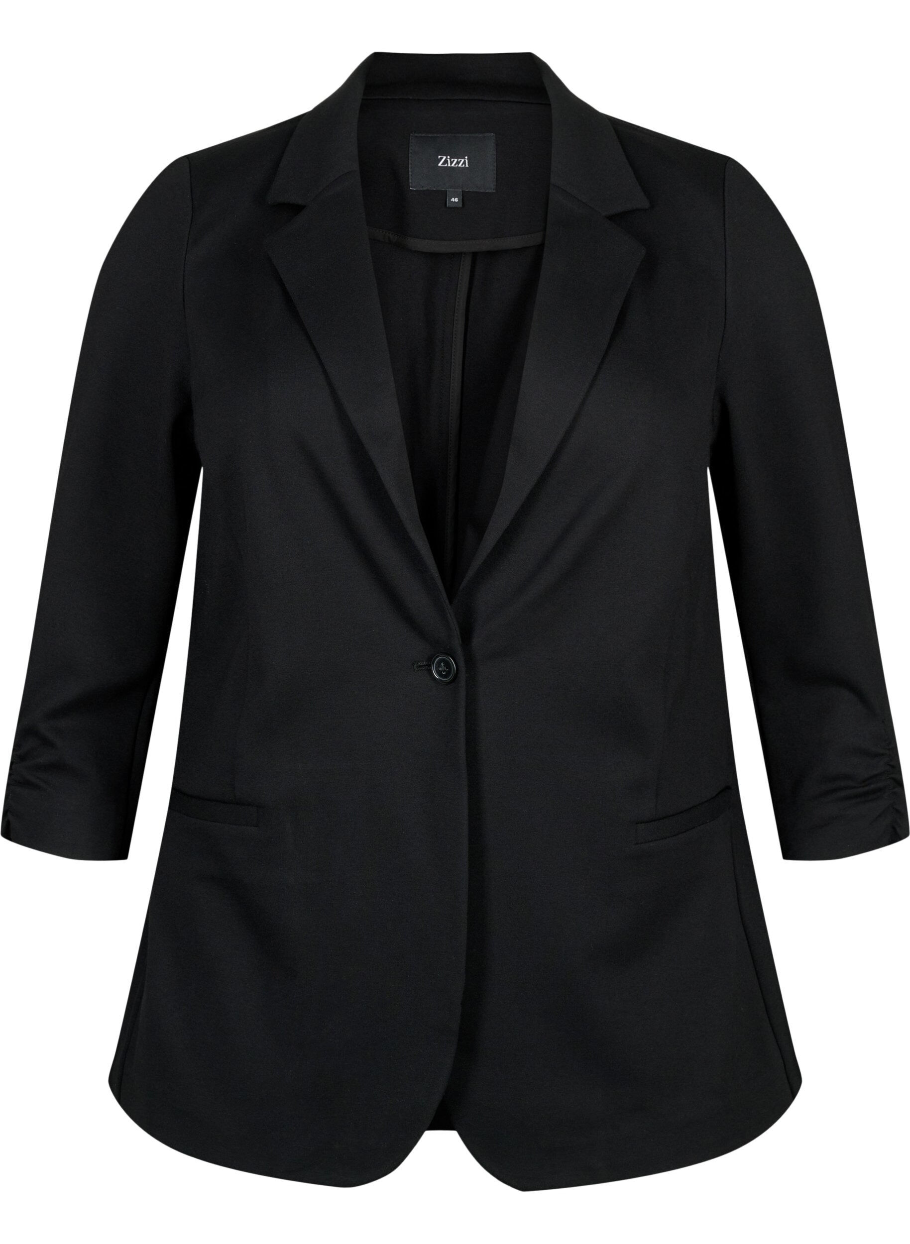 Zizzi Blazer med 3/4 &aelig;rmer , Black, Packshot image number 0