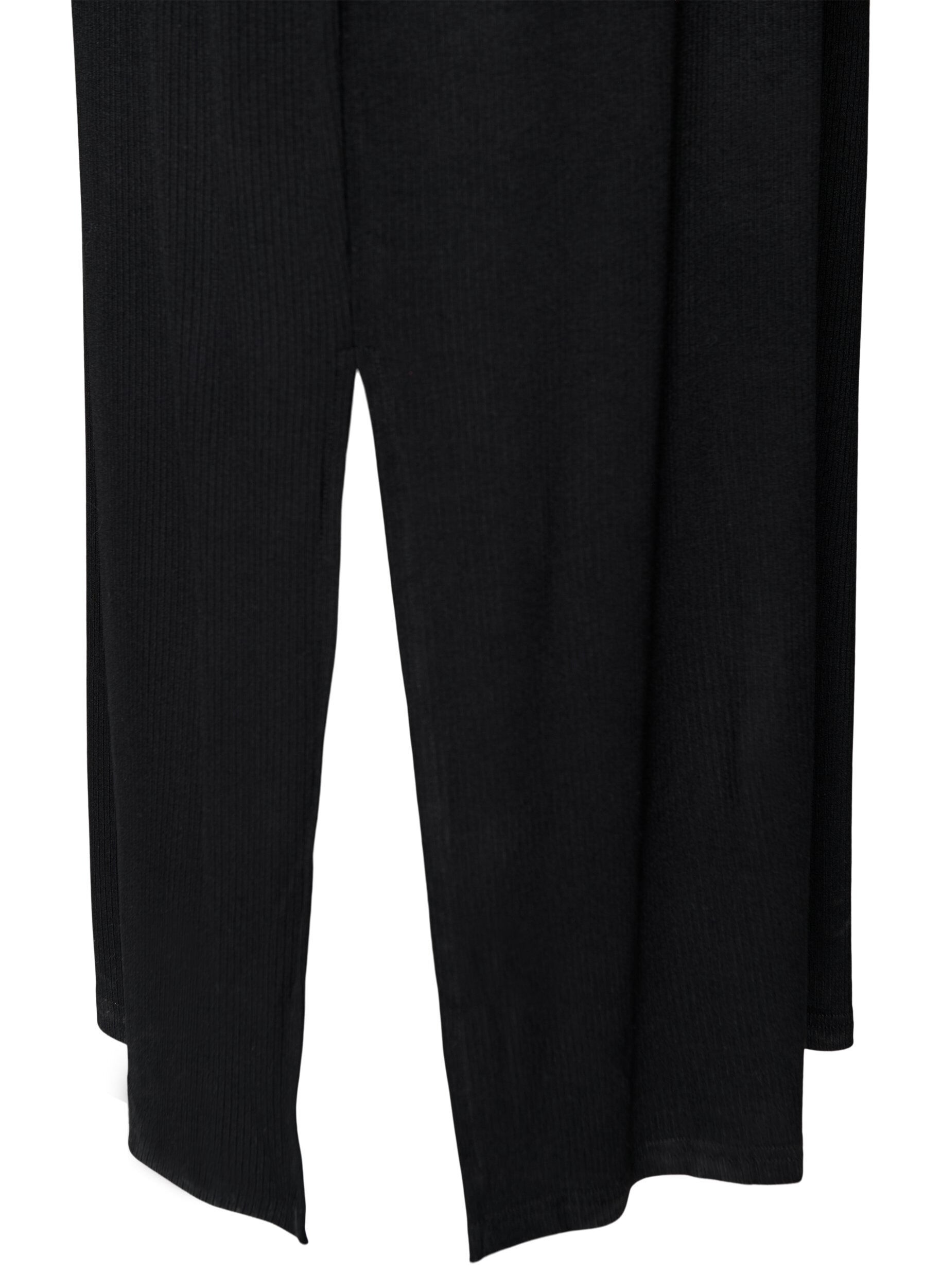 Zizzi &AElig;rmel&oslash;s ribkjole i viskose, Sort, Packshot image number 3