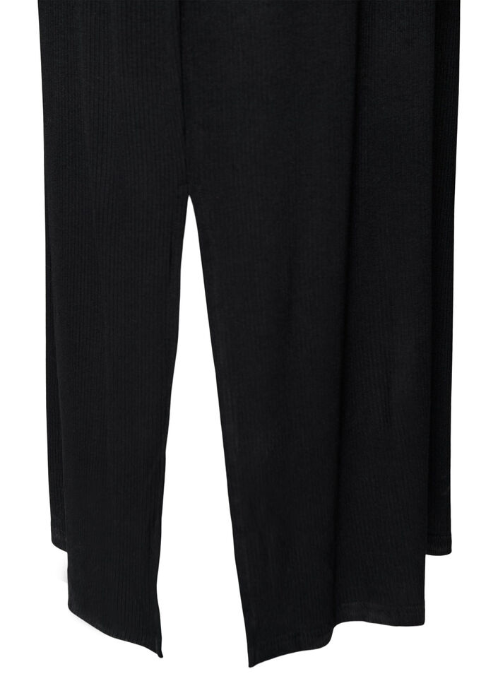 &AElig;rmel&oslash;s ribkjole i viskose, Sort, Packshot image number 3