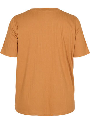 Kortærmet t-shirt i ribkvalitet, Pecan Brown, Packshot image number 1