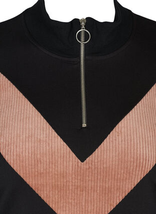 Højhalset sweatshirt med lynlås, Black w. Burlwood, Packshot image number 2